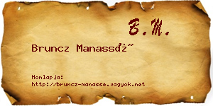 Bruncz Manassé névjegykártya